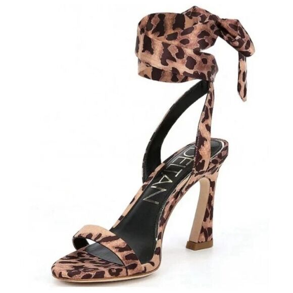 Deltan Makenna Jaguar Print Ankle Wrap Dress Sandals Size 6.5 NWOT OR BOX - Picture 1 of 8
